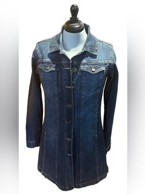 “Bohemian” Denim Long Jacket - Medium Wash by Indigo Reims - Size XL (12/14)
